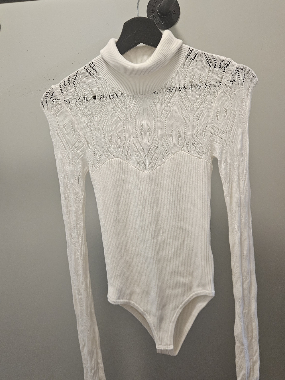 Free People White Turtleneck Lace Bodysuit